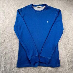 Original Penguin Thermal Shirt Mens XL Blue Excellent Waffle Knit Long Sleeve